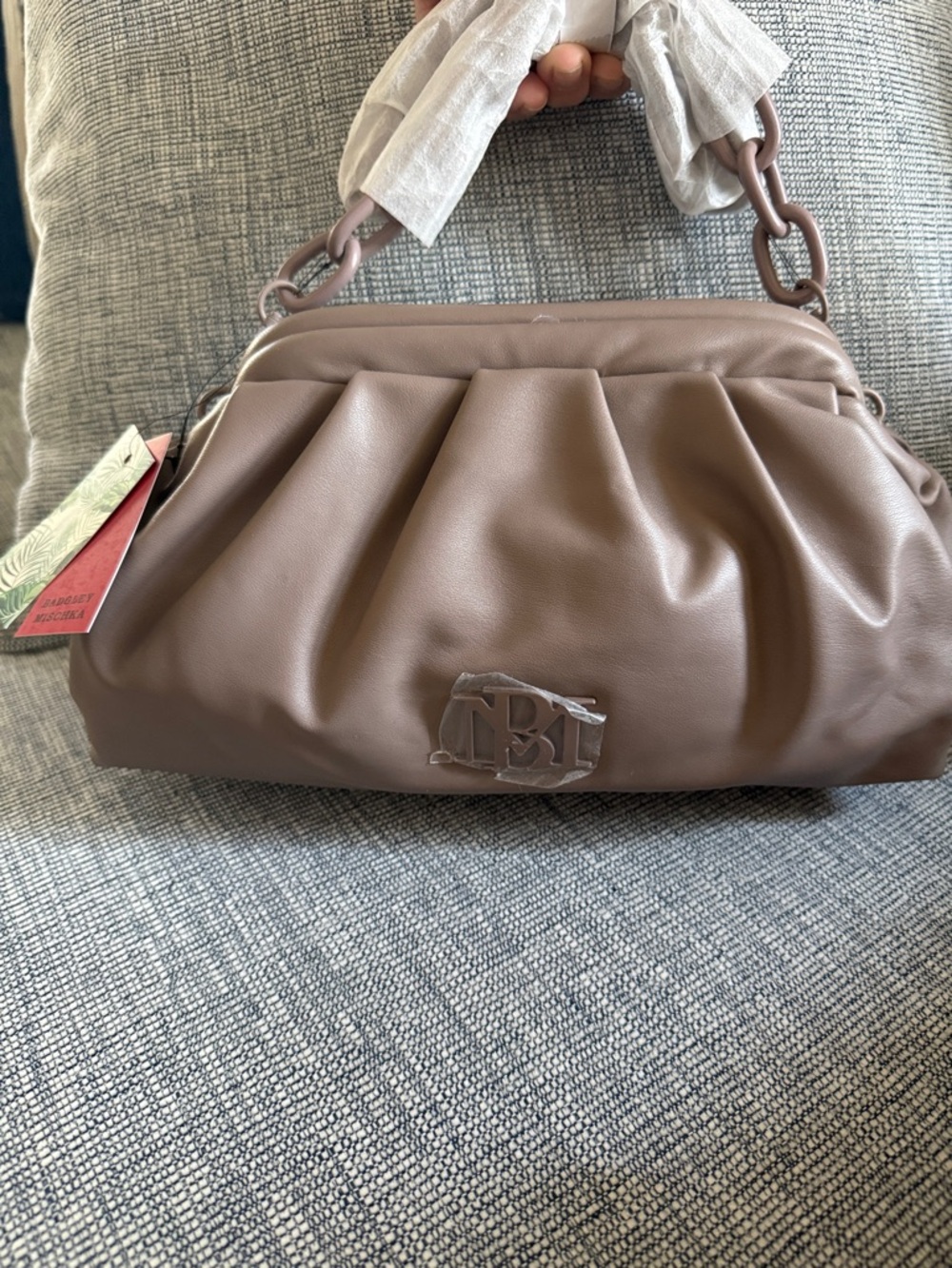 NWT Badgley Mischa Vegan Leather Wrapped Frame Convertible Clutch Shoulder Bag